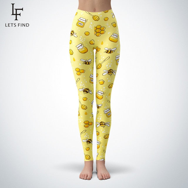 New Arrival  Honeybee Print  Women High Quality  Casual Fashion Leggings