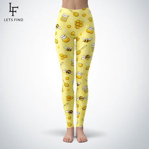 New Arrival  Honeybee Print  Women High Quality  Casual Fashion Leggings