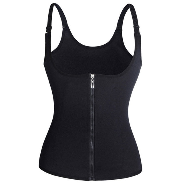 Black Tank Tops Women Slim Fit Chest Support Tanks Zipper Vest Waist Slimming Control Shape wear Tops Women Tees