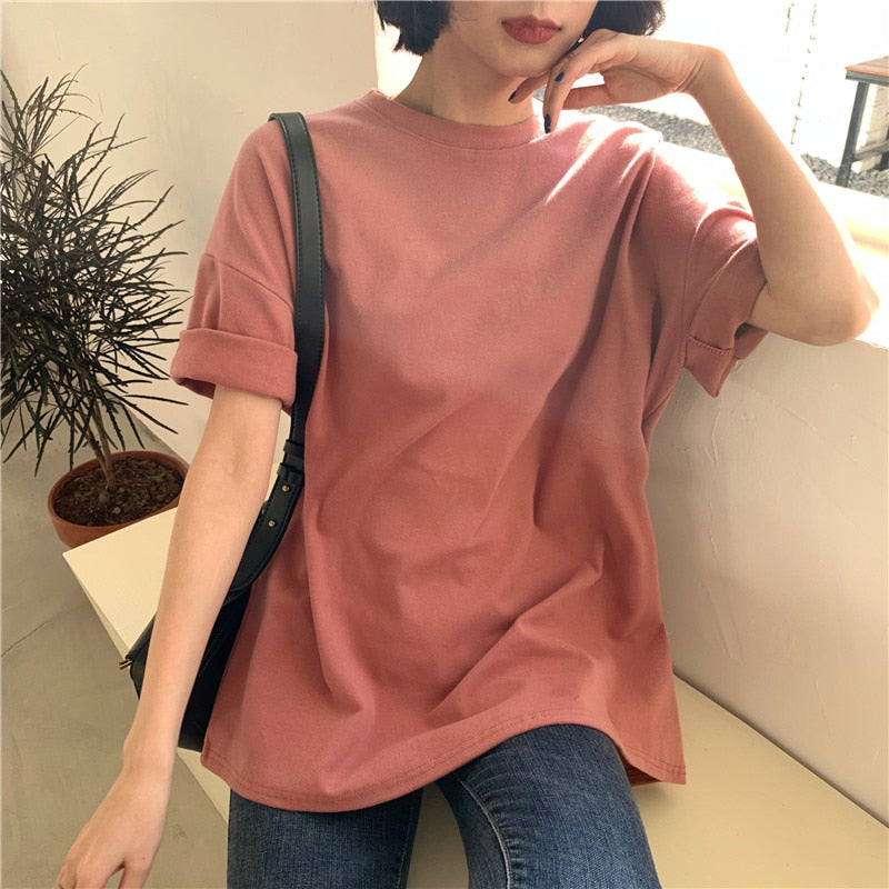 6 colors women T-shirts short sleeve casual loose bottoming summer new