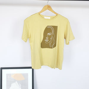 Abstract T-shirts Character Printing-Summer white Cotton Tops Tees