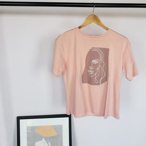 Abstract T-shirts Character Printing-Summer white Cotton Tops Tees