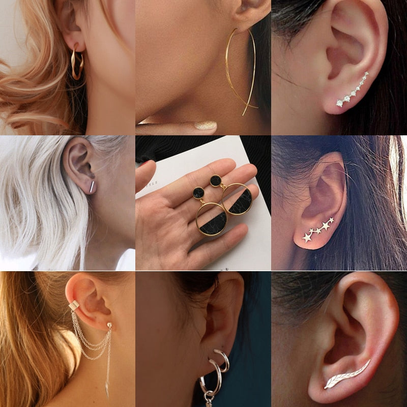 New Fashion Simple Geometric Stud Earrings Set S