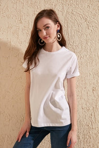 Women 100% Cotton Single Jersey Cycling Neck Basic Knitted T-Shirts