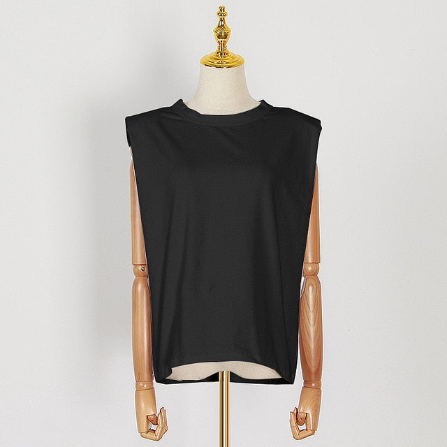 Casual Women's Tank Top O Neck Sleeveless Loose Ruched For Female Fashion Clothing 2020 Spring Tide