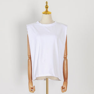 Casual Women's Tank Top O Neck Sleeveless Loose Ruched For Female Fashion Clothing 2020 Spring Tide
