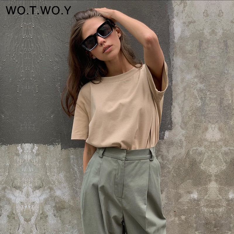 Women Casual Cotton Short Sleeve Tee-Shirts Female Tops 2020 New Fashion S-XL