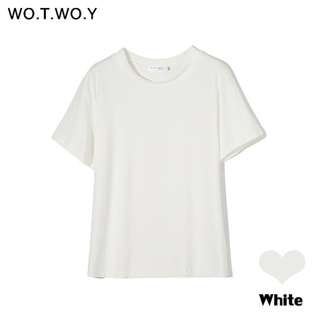 Women Casual Cotton Short Sleeve Tee-Shirts Female Tops 2020 New Fashion S-XL