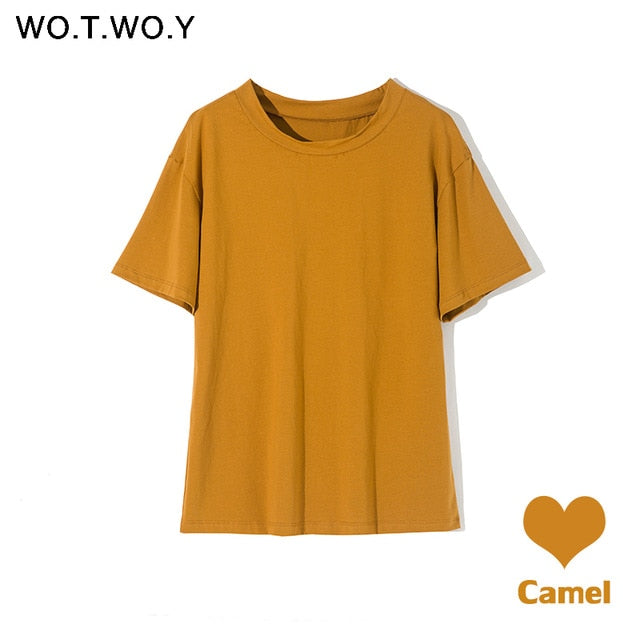 Women Casual Cotton Short Sleeve Tee-Shirts Female Tops 2020 New Fashion S-XL
