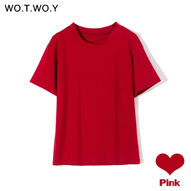 Women Casual Cotton Short Sleeve Tee-Shirts Female Tops 2020 New Fashion S-XL