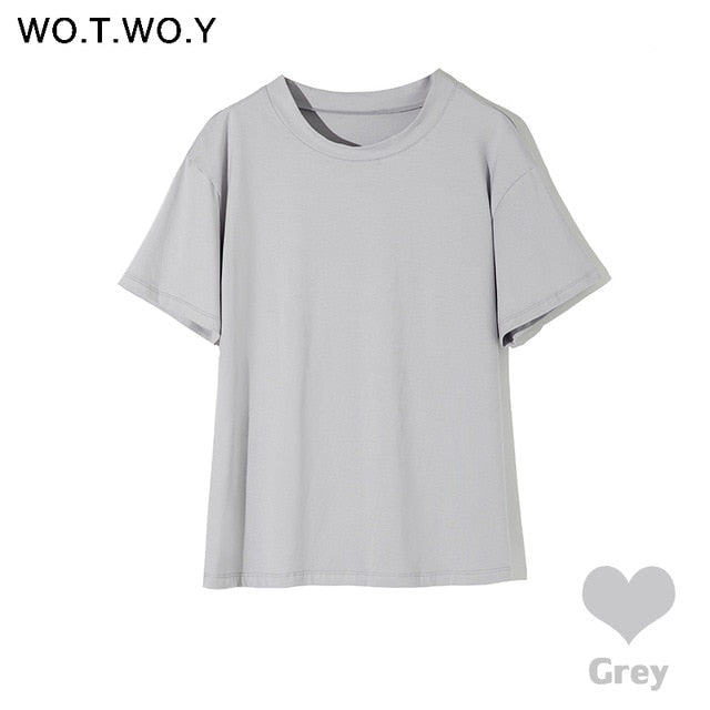 Women Casual Cotton Short Sleeve Tee-Shirts Female Tops 2020 New Fashion S-XL