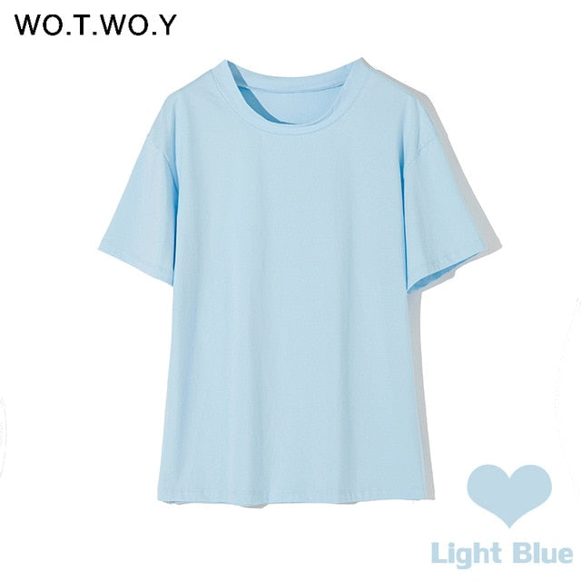 Women Casual Cotton Short Sleeve Tee-Shirts Female Tops 2020 New Fashion S-XL