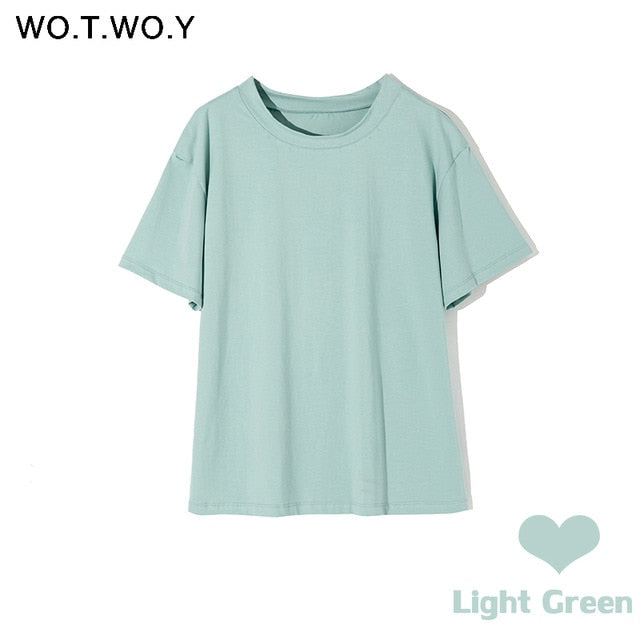 Women Casual Cotton Short Sleeve Tee-Shirts Female Tops 2020 New Fashion S-XL
