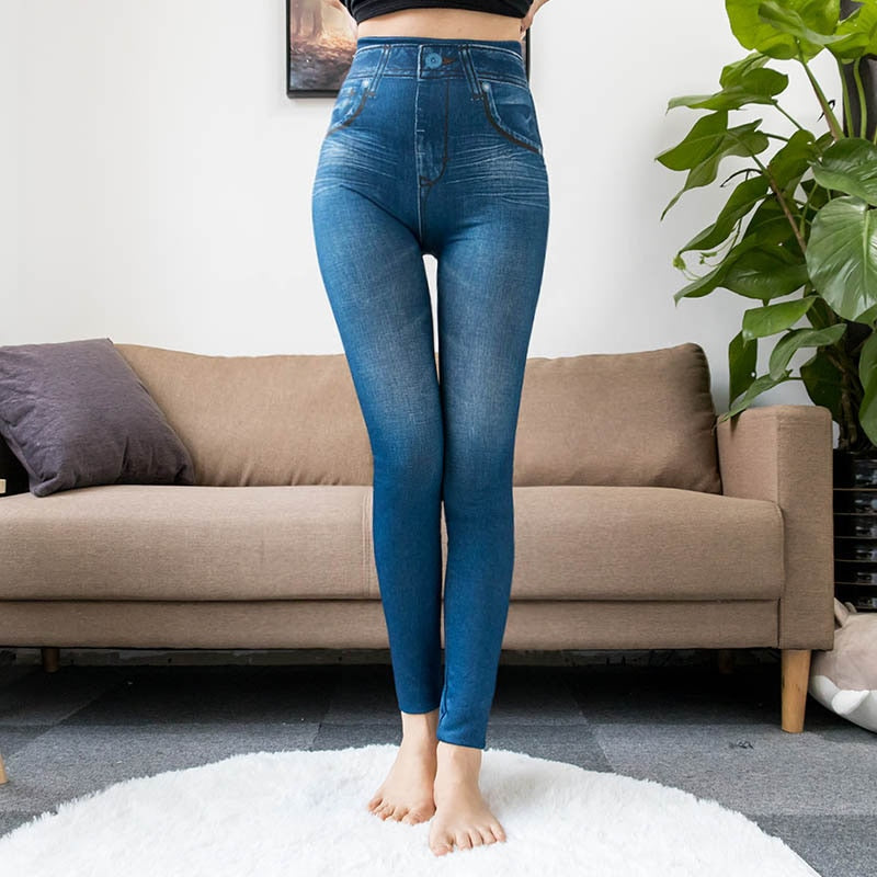 Slim Denim Jeans Leggings Long Pocket Printing Summer Leggings Casual