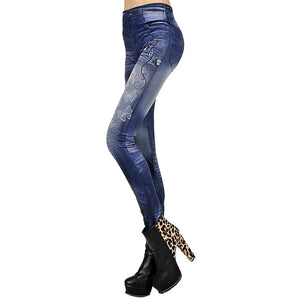 Slim Denim Jeans Leggings Long Pocket Printing Summer Leggings Casual