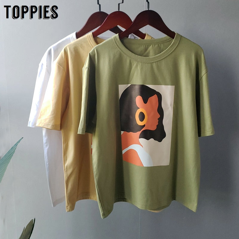 Toppies 2020 short sleeve printing t-shirts 95% cotton