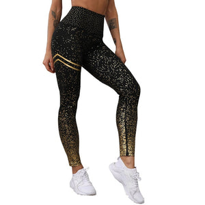 New Hot sale Women Gold Print Leggings No Transparent Exercise Fitness Leggings