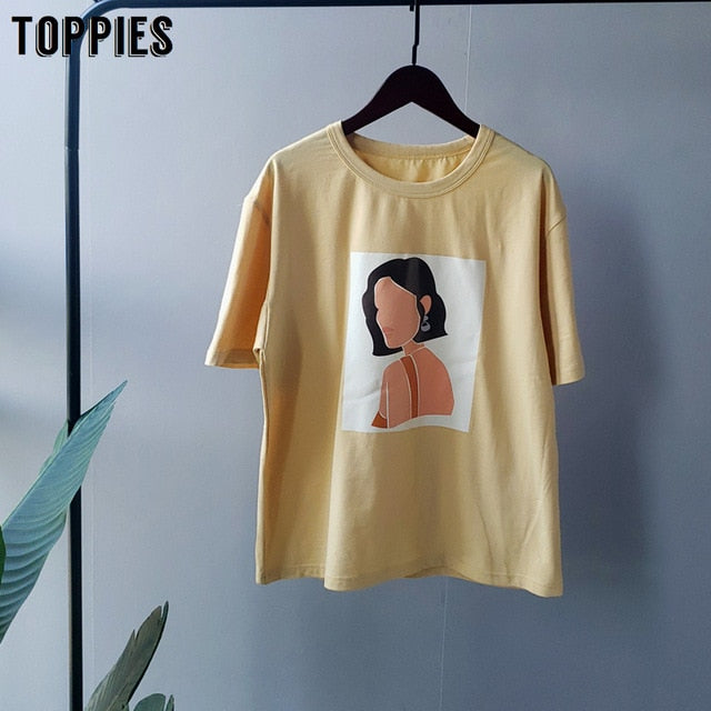 Toppies 2020 short sleeve printing t-shirts 95% cotton