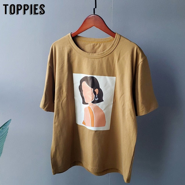 Toppies 2020 short sleeve printing t-shirts 95% cotton