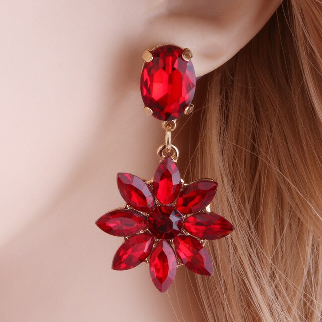 Drop Rhinestone Earring for woman Crystal glass Earring Sun flower