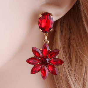 Drop Rhinestone Earring for woman Crystal glass Earring Sun flower