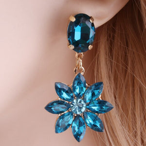 Drop Rhinestone Earring for woman Crystal glass Earring Sun flower