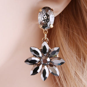 Drop Rhinestone Earring for woman Crystal glass Earring Sun flower