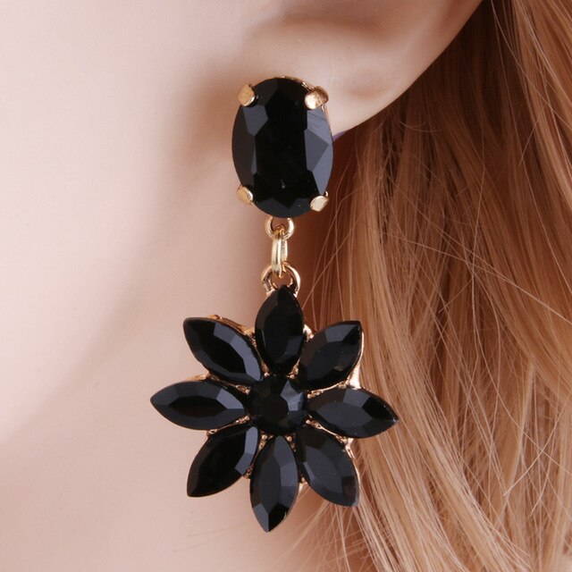 Drop Rhinestone Earring for woman Crystal glass Earring Sun flower