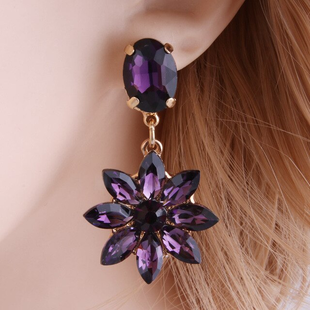 Drop Rhinestone Earring for woman Crystal glass Earring Sun flower