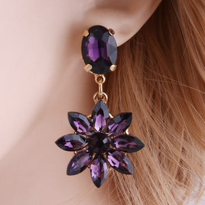 Drop Rhinestone Earring for woman Crystal glass Earring Sun flower