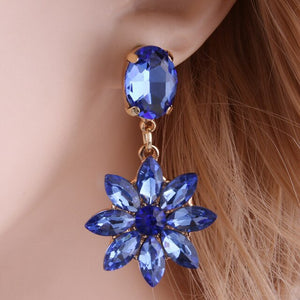 Drop Rhinestone Earring for woman Crystal glass Earring Sun flower