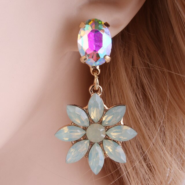 Drop Rhinestone Earring for woman Crystal glass Earring Sun flower