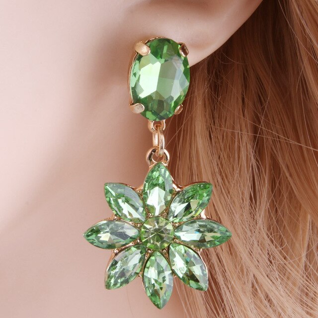 Drop Rhinestone Earring for woman Crystal glass Earring Sun flower